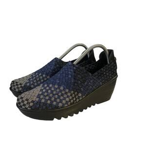 Bernie Mev Gem Womens Comfort Shoes Size 42 Blue Woven Wedge Slip On Size 11